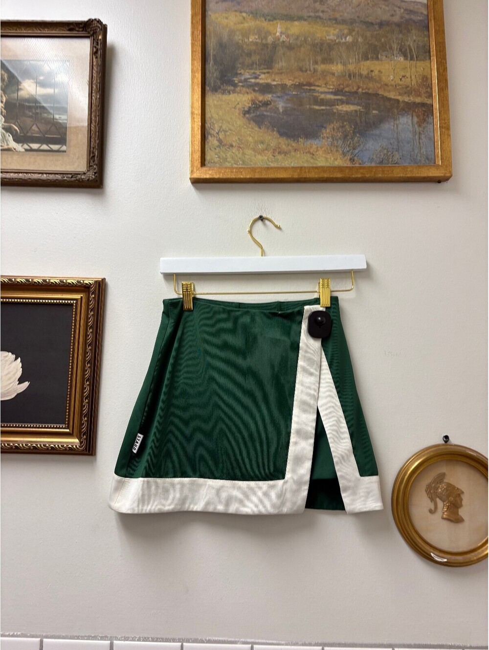 STAUD Green and White Mini Skort w/ slit Size XS